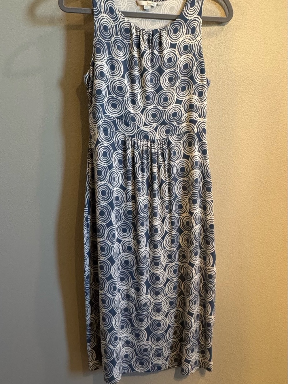 Boden Navy and White Sleeveless Circle-Print Midi Dressy 8L